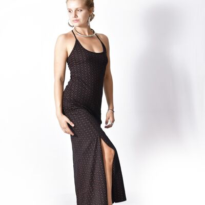 Mia Long Dress with Side Slits_Bohemian Printed Eco-friendly Dress