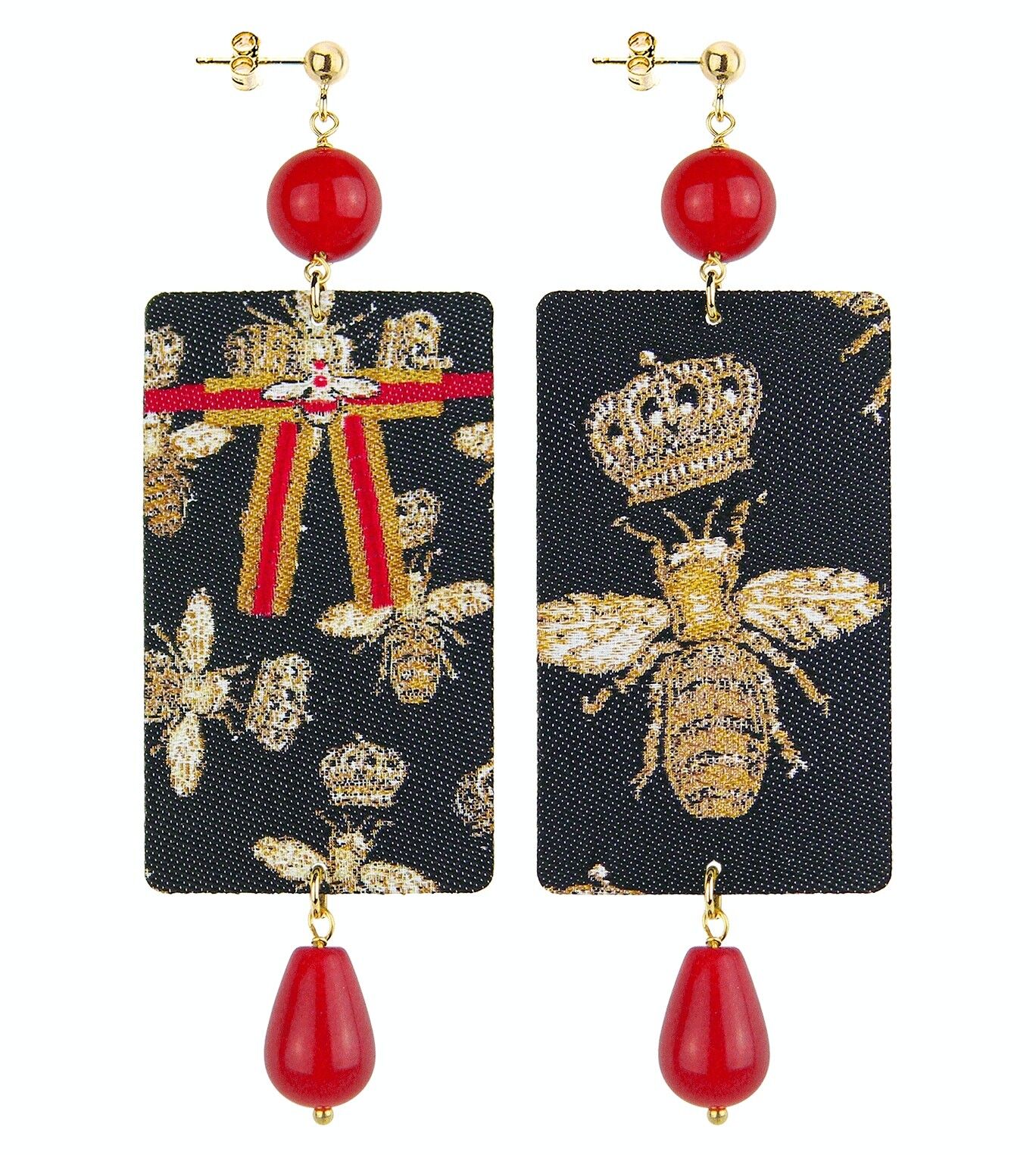 Orecchini Donna in Ottone Pietre Naturali Rubino The Tag Ape e Fiocco Made in Italy