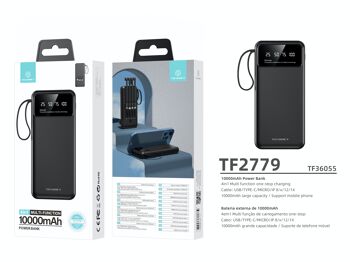 TECHANCY Power Bank avec câbles intégrés 10000 mAh (noir) 4