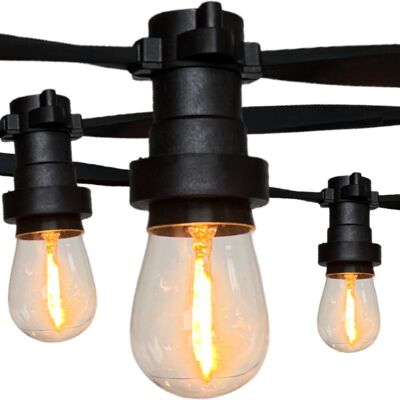 10m flaches Lichtkabel mit 10 birnenförmigen Lampen + 2m Anschlusskabel