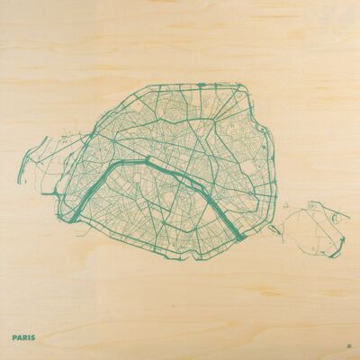 Póster de madera - Mapas de París