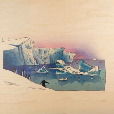 Póster de madera - montar pingüinos