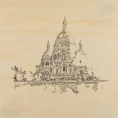 Póster de madera - iconos de paris montmartre - póster