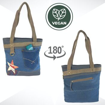 Sac à main femme Sunsa. Acheteurs durables dans un style rétro vintage. Sac à bandoulière fabriqué à partir de jeans recyclés. Grand sac végétalien 9