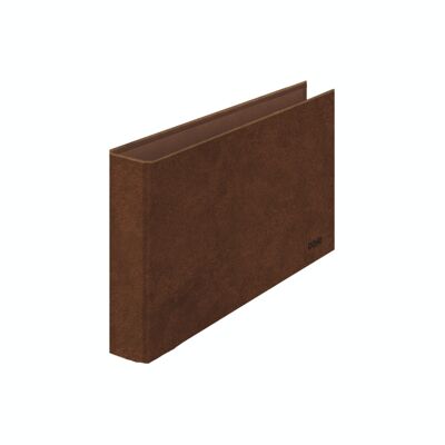 Leather folder lined with 2 rings of 25 mm quarter size landscape