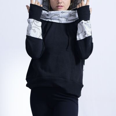 Zodiac Double Neck Hoodie_Bohemian hoodie_eco-friendly imprimé jacket_unisex