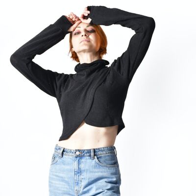 Wrapped Up Long Sleeve Crop Sleeves_Bohemian Eco-friendly Top, Knitted Blouse