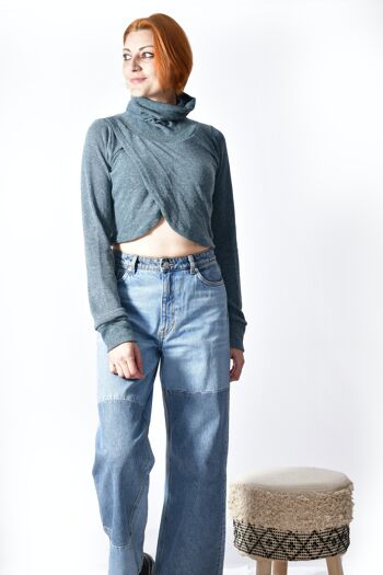 Wrapped Up Long Sleeve Crop Sleeves_Bohemian Eco-friendly Top, Knitted Blouse 2
