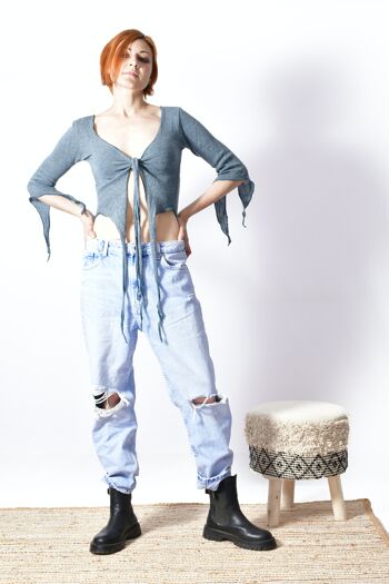 Nouveau Camilla Mini Wrap Top_Boho en tricot confortable, chemisier hippie, haut bohème écologique 3