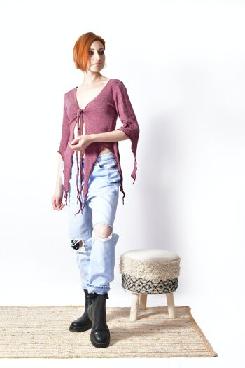 Nouveau Camilla Mini Wrap Top_Boho en tricot confortable, chemisier hippie, haut bohème écologique 5