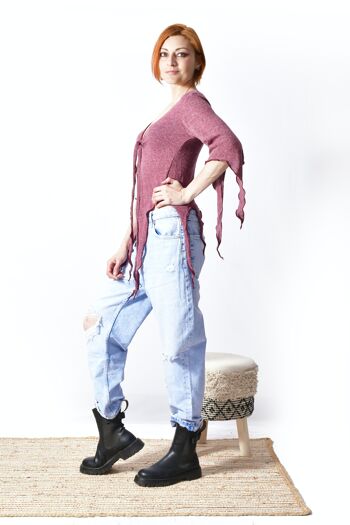 Nouveau Camilla Mini Wrap Top_Boho en tricot confortable, chemisier hippie, haut bohème écologique 6
