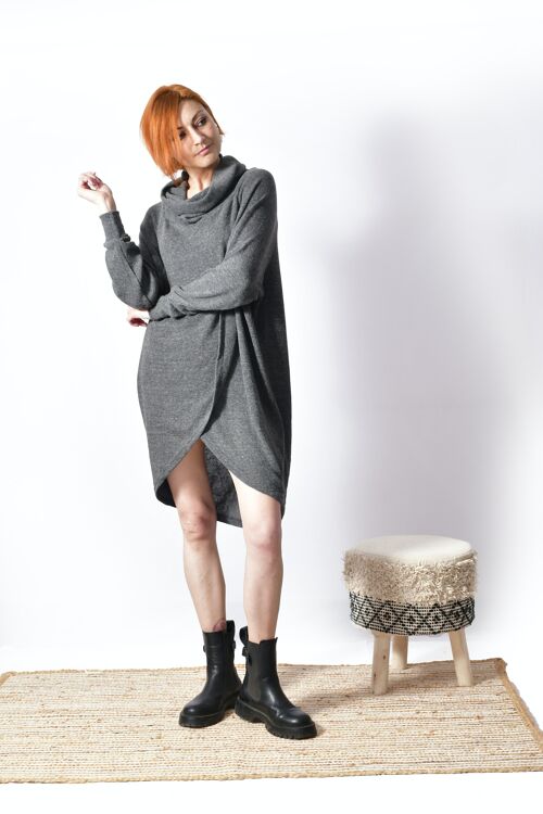 Warehouse High low Wrap Style Cowl Neck Dress_J 88