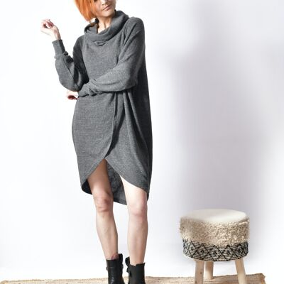 Warehouse High Low Wrap Style Cowl Neck Dress_J 88