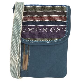 Sac bandoulière femme Sunsa. Étui croisé pour téléphone portable en toile/toile et coton rayé. Petit sac besace avec plusieurs compartiments... 12