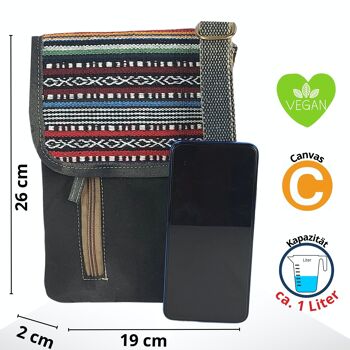 Sac bandoulière femme Sunsa. Étui croisé pour téléphone portable en toile/toile et coton rayé. Petit sac besace avec plusieurs compartiments... 24