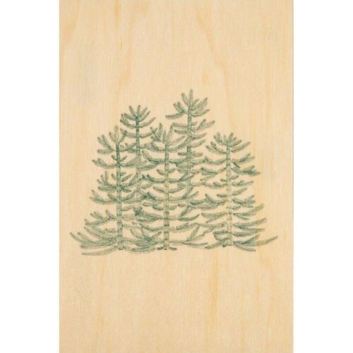 Carte postale en bois - petit gramme sapins