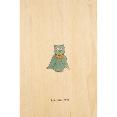 Wooden postcard - small gram owl