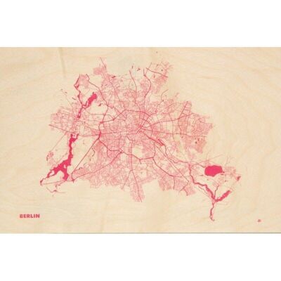 Postal de madera - mapas Berlín