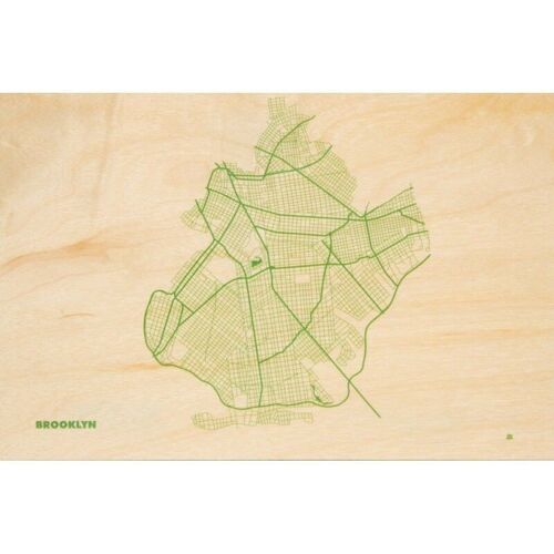 Carte postale en bois - maps Brooklyn