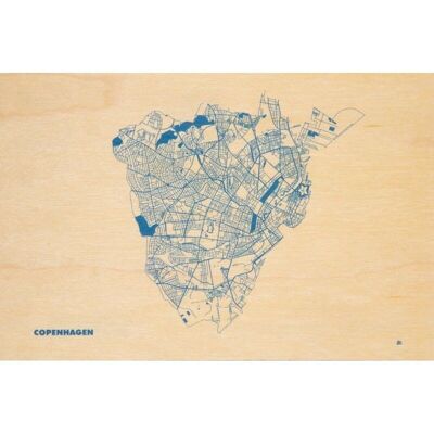 Carte postale en bois - maps Copengagen