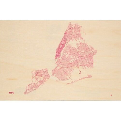 Carte postale en bois - maps NYC