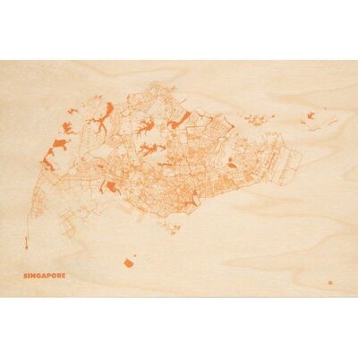 Cartolina di legno - mappe Singapore