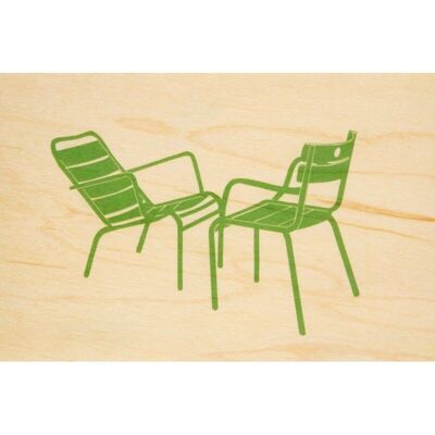Wooden postcard - paris icons chairs