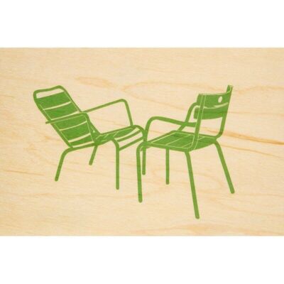 Carte postale en bois - paris icons chairs