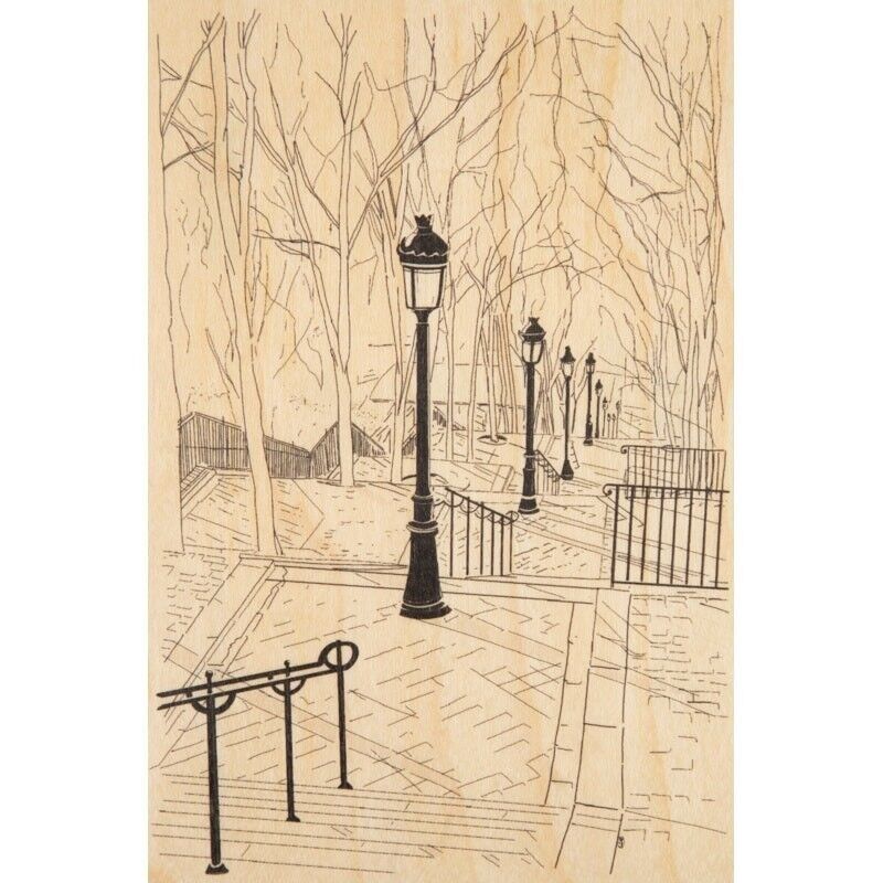 wooden postcard - paris icons downstairs