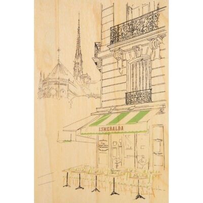 Wooden postcard - paris icons esmeralda