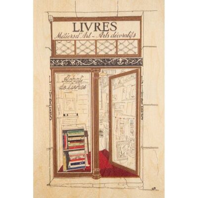 Postal de madera - libros de iconos de París