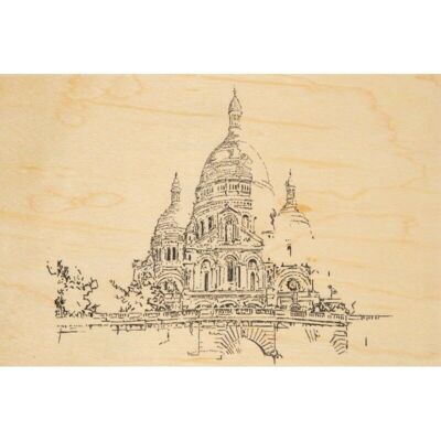 Cartolina di legno - icone di Parigi montmartre