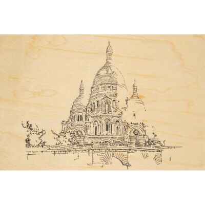 Carte postale en bois - paris icons montmartre