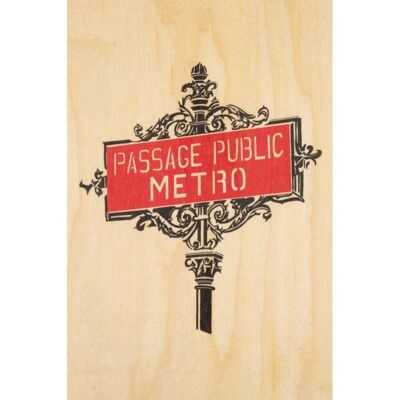 Postal de madera - iconos del metro de París