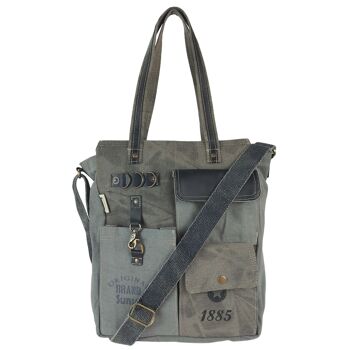 Sacs à main femme Sunsa. Sac en toile et cuir. Sac à bandoulière durable gris. Sac de poignet vintage avec de nombreux compartiments. Gros acheteurs… 2