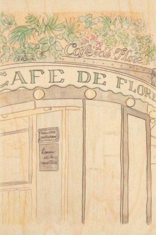 Carte postale en bois - parisian displays flore