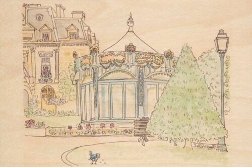 Carte postale en bois - parisian displays carousel