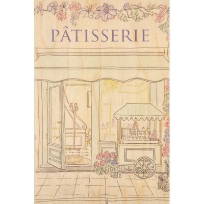Cartolina in legno - mostra pasticceria parigina