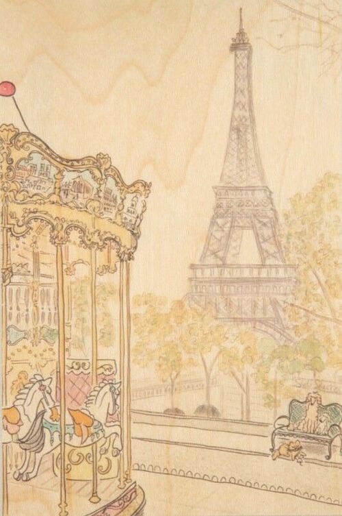 Carte postale en bois - parisian displays tour eiffel