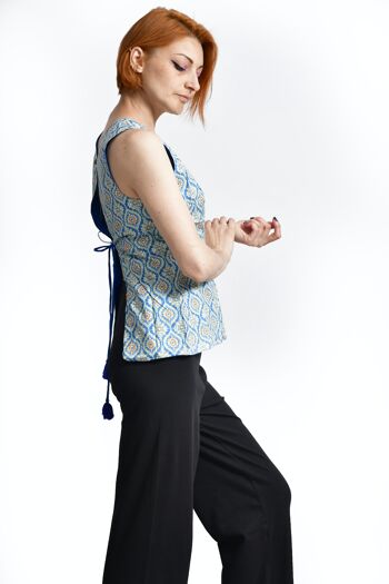 Coton biologique, Earthly Elegance Open Back Tie Top_Bohemian eco-friendly natural dyes top 7