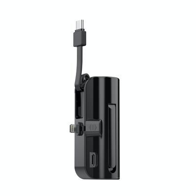 TECHANCY Tragbares Mini-Ladegerät für iPhone Samsung Xiaomi Huawei mit integriertem Kabel