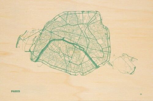 Carte postale en bois - maps Paris
