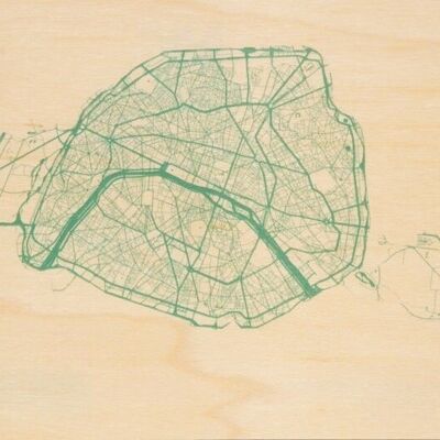 Postal de madera - mapas de París