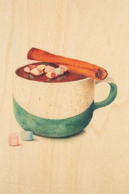 Postal de madera - pasteles de canela