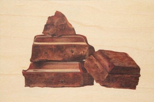 Carte postale en bois - pastries chocolate