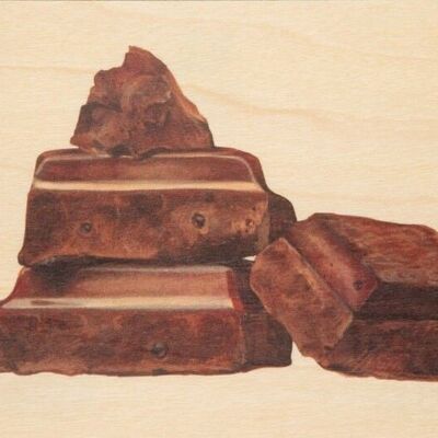 Postal de madera - pasteles de chocolate