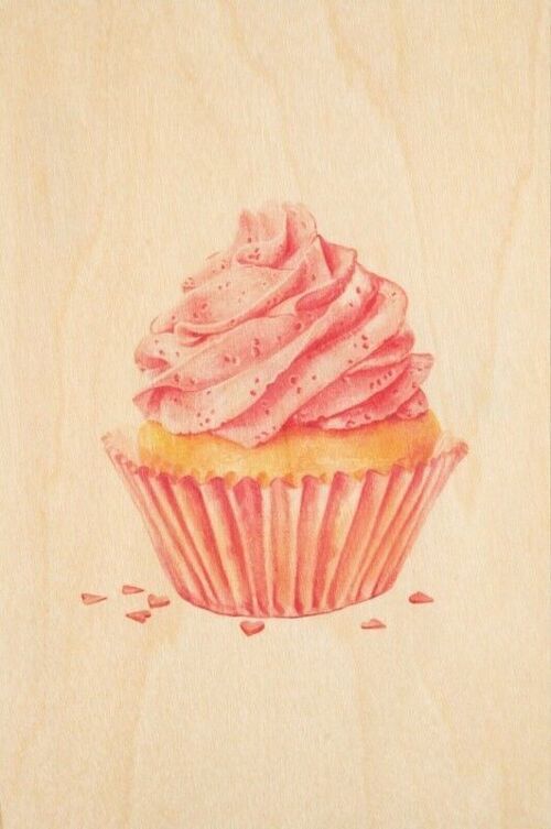 Carte postale en bois - pastries cupcake