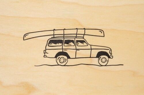 Carte postale en bois - wood + kayak