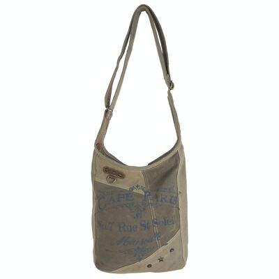 Sunsa women's shoulder bag. Canvas/canvas & leather hobo bag. Vintage retro style crossbody bag. Large crossover shoulder bag