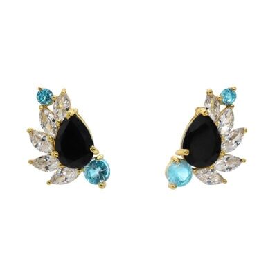 Black, blue and rose quartz Nemi earrings